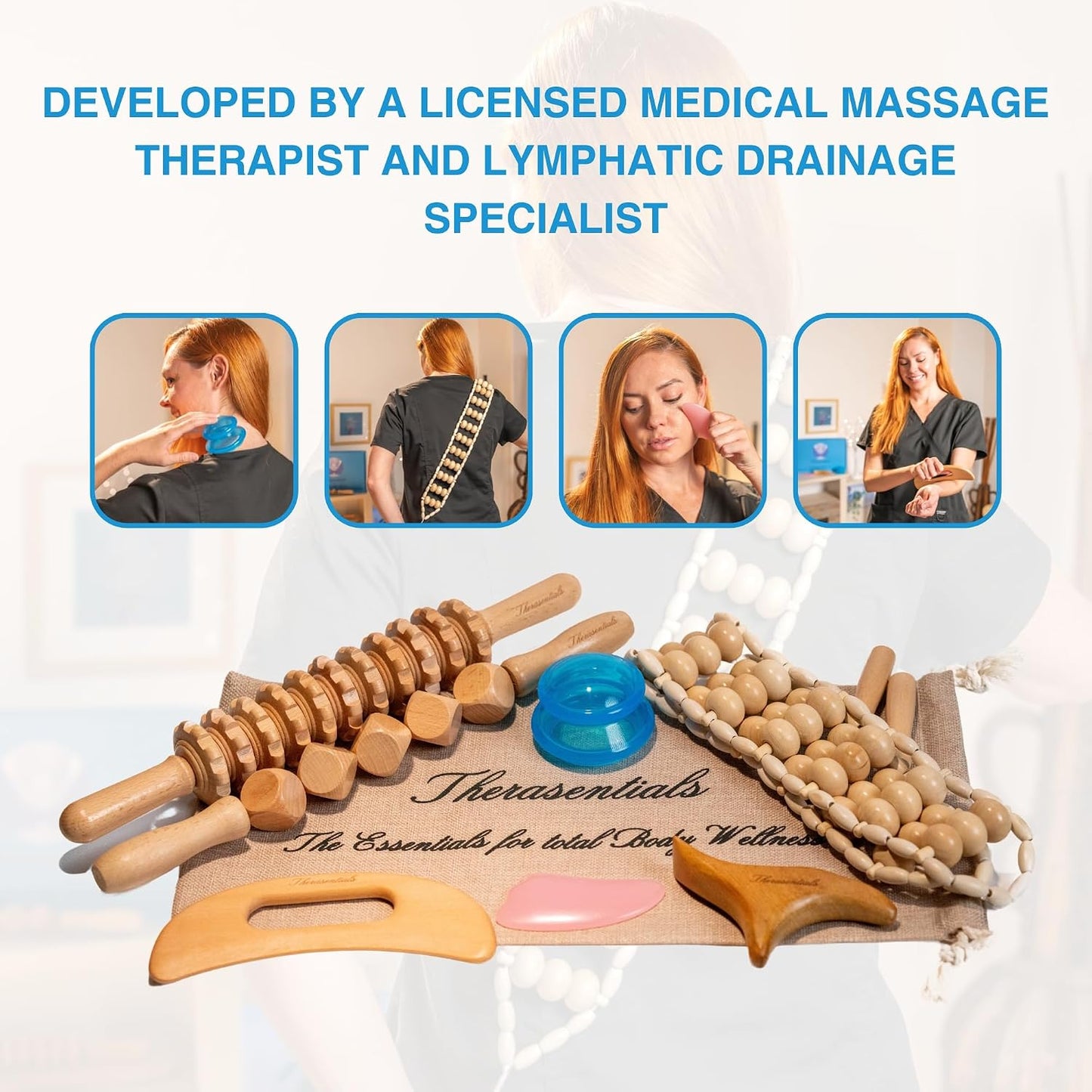 WoodSculpt  Elite – Kit de Maderoterapia 12 en 1 para Masajes Corporales