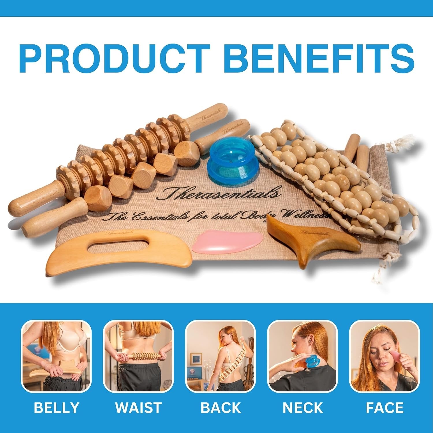 WoodSculpt  Elite – Kit de Maderoterapia 12 en 1 para Masajes Corporales