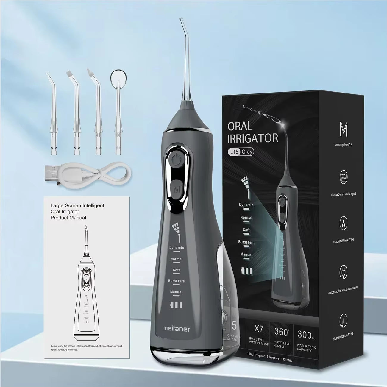 JetSmile Max – Irrigador Bucal Recargable con 5 Modos de Limpieza