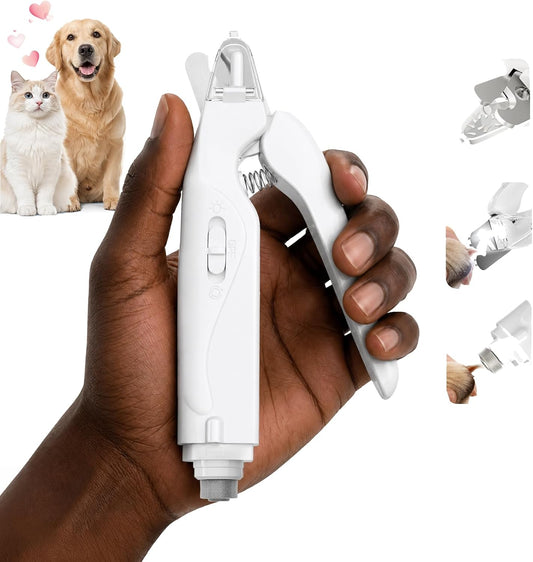 PawGlow 2-en-1 – Corta uñas para Perros y Gatos con Luz LED y Lima Eléctrica Silenciosa