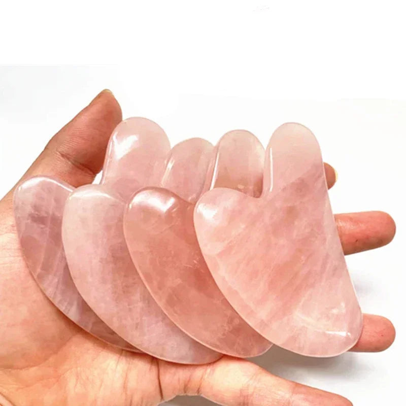 RoseGlow – Piedra Gua Sha de Cuarzo Rosa para Lifting y Cuidado Facial