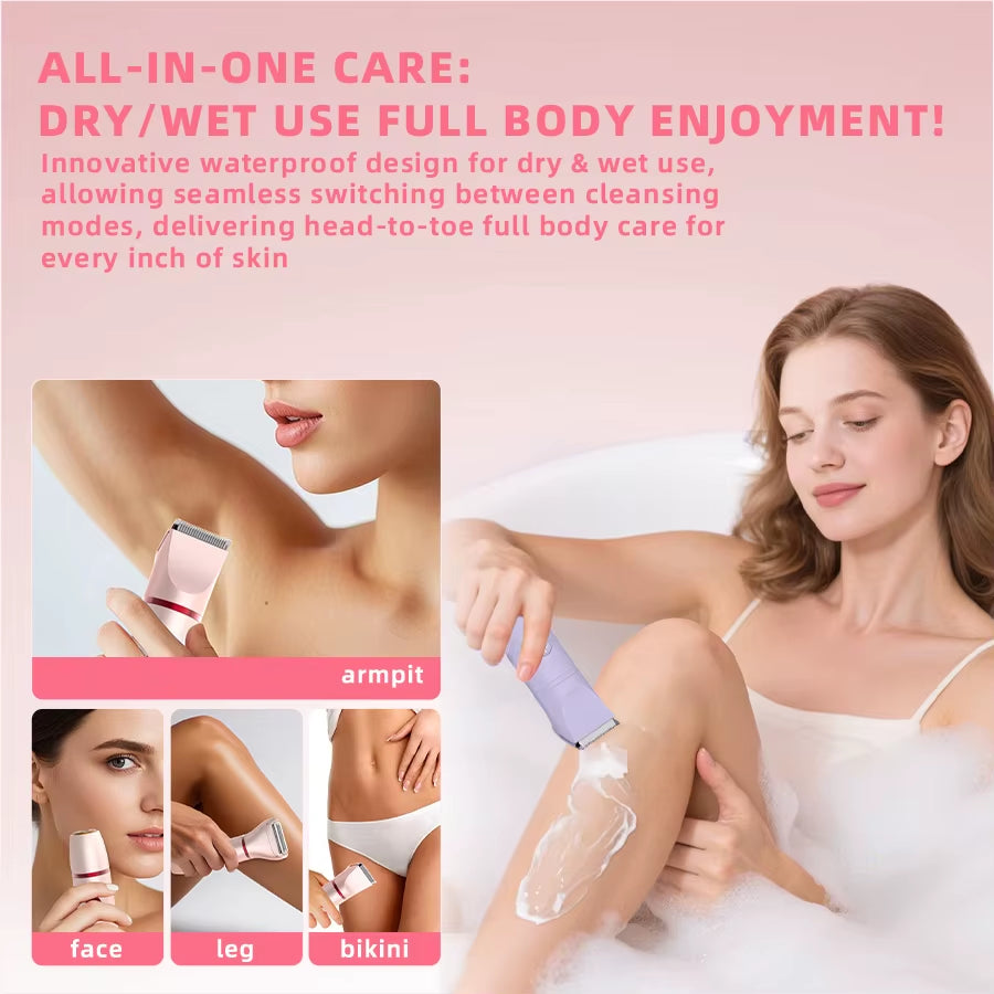 3In1 Hair Removal Shaver Trimmer for Women Men Rechargeable Replaceable Blade Head Full Body Electric Razor Portable Epilator