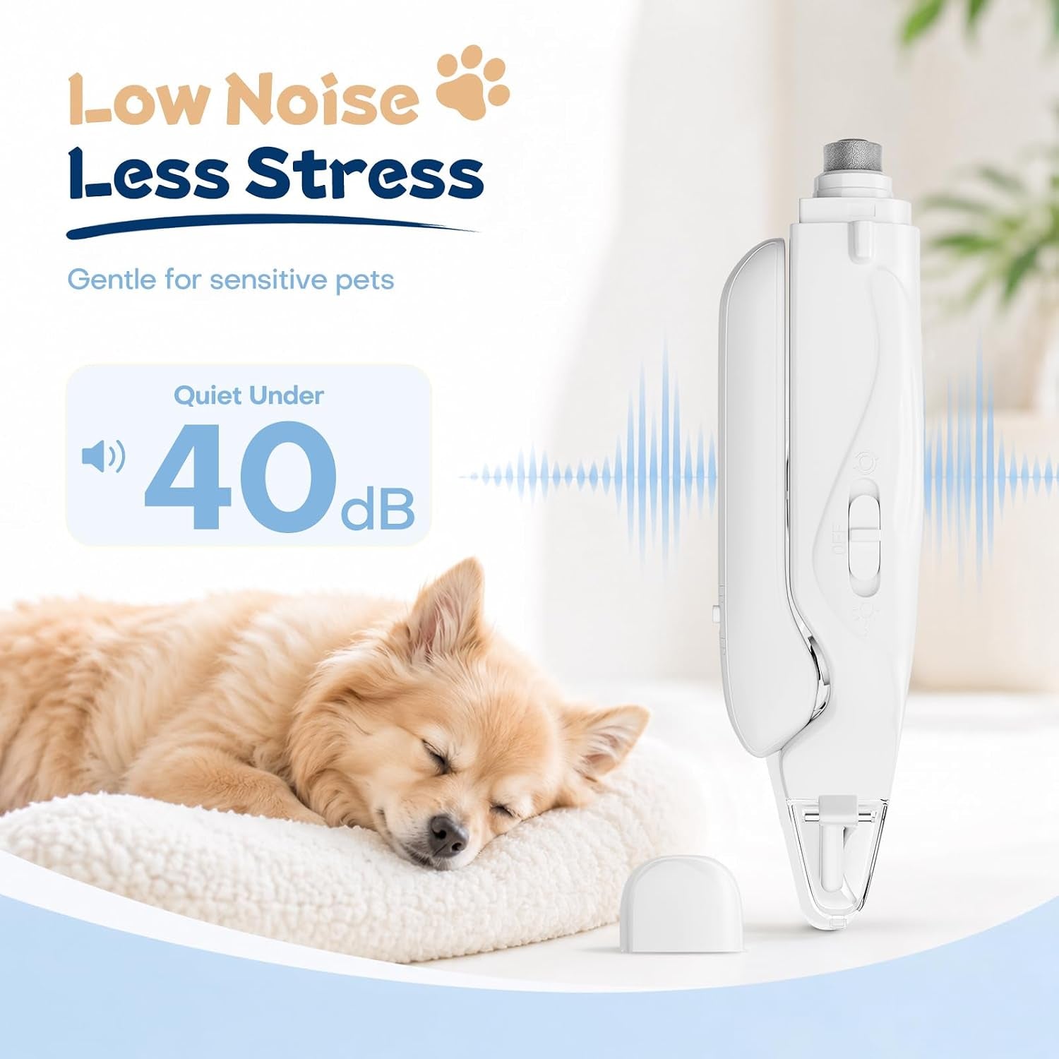 PawGlow 2-en-1 – Corta uñas para Perros y Gatos con Luz LED y Lima Eléctrica Silenciosa