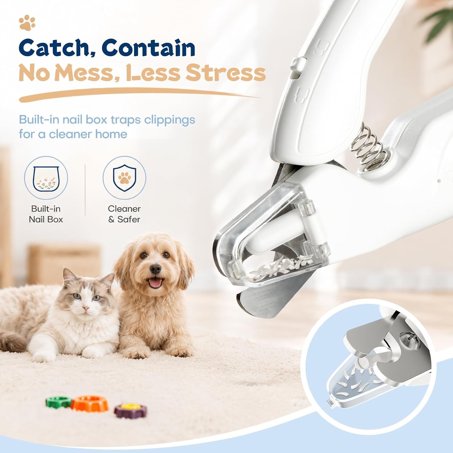 PawGlow 2-en-1 – Corta uñas para Perros y Gatos con Luz LED y Lima Eléctrica Silenciosa