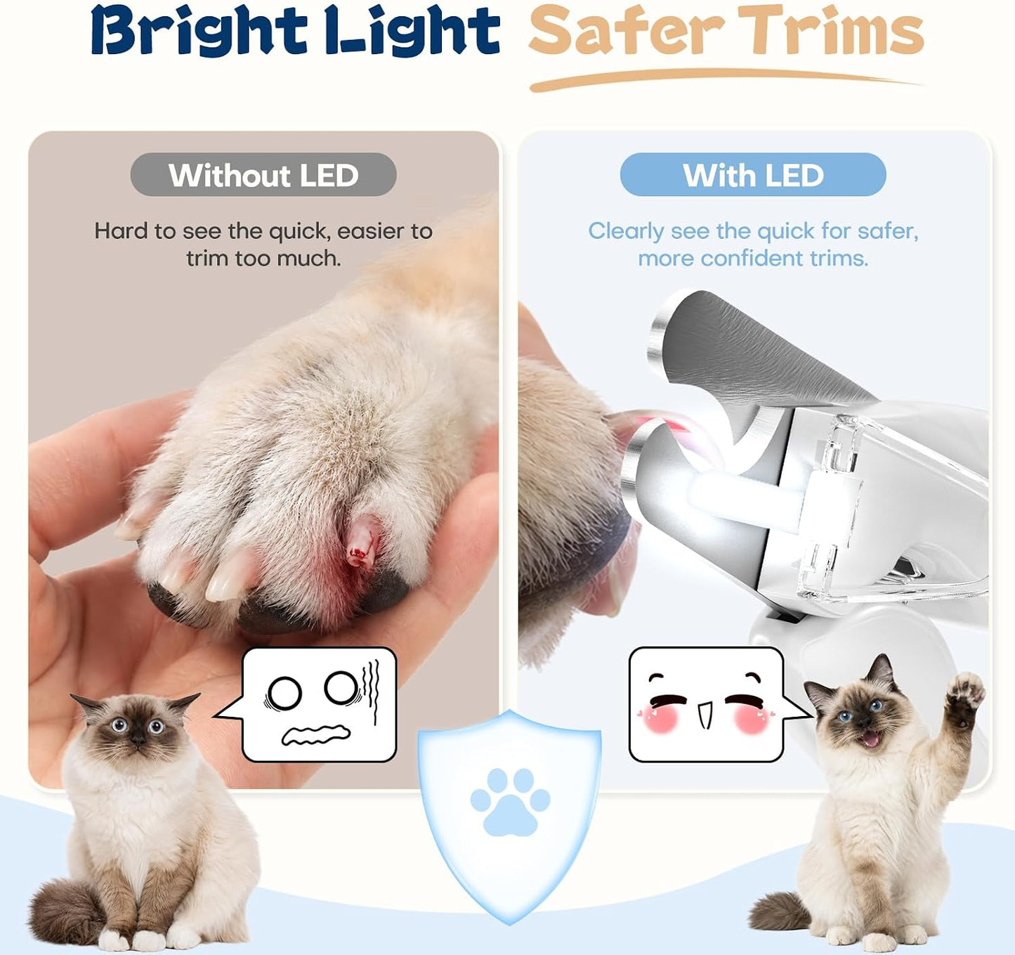 PawGlow 2-en-1 – Corta uñas para Perros y Gatos con Luz LED y Lima Eléctrica Silenciosa